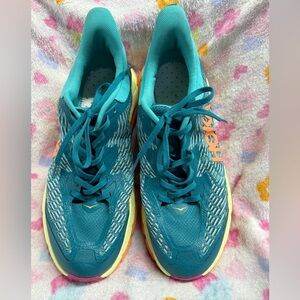 Hoka One One Women's Teal and Yellow Athletic Shoes